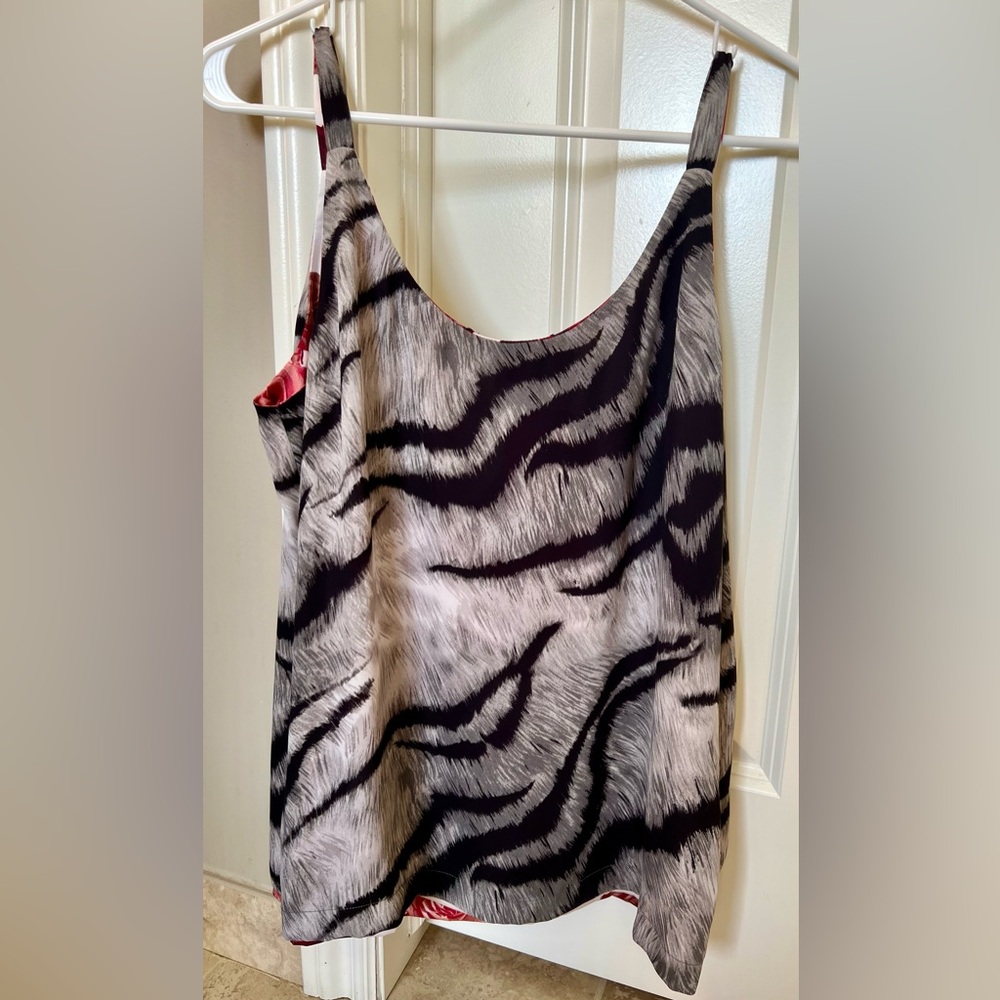 WHBM reversible tank with two necklines and two prints.  Size Small.
